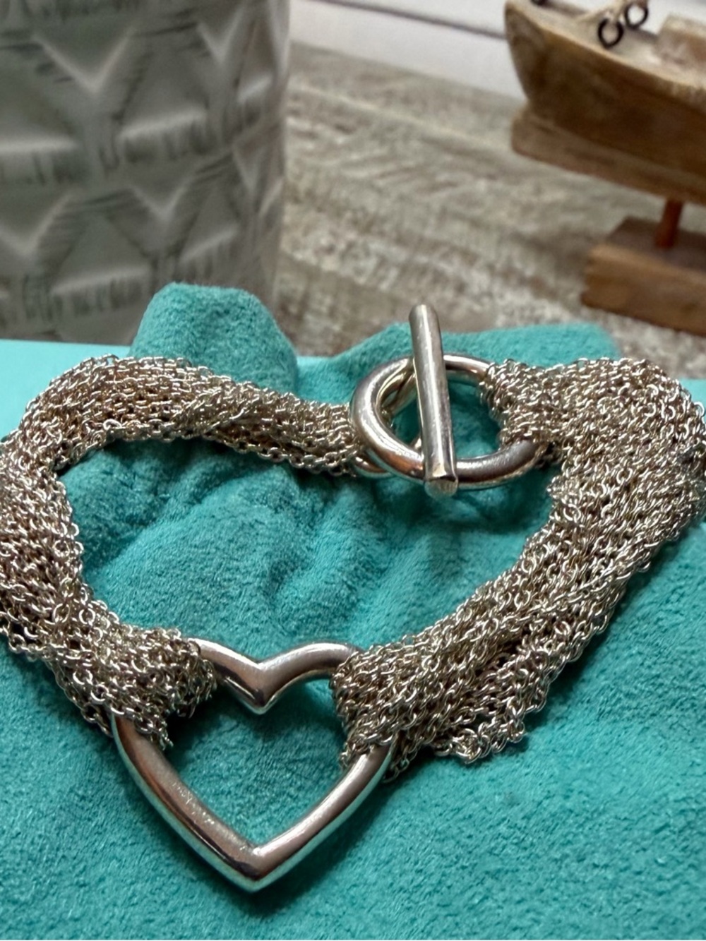 Tiffany And CO. The 20 Strand Heart Toggle Bracelet in .925 Tiffany Silver